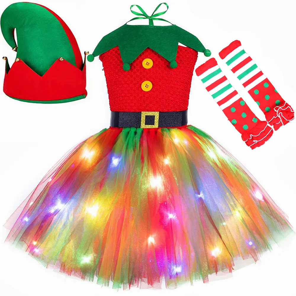 Christmas Tutu Dress Red Green - огляд і ціна Elf Costume Christmas