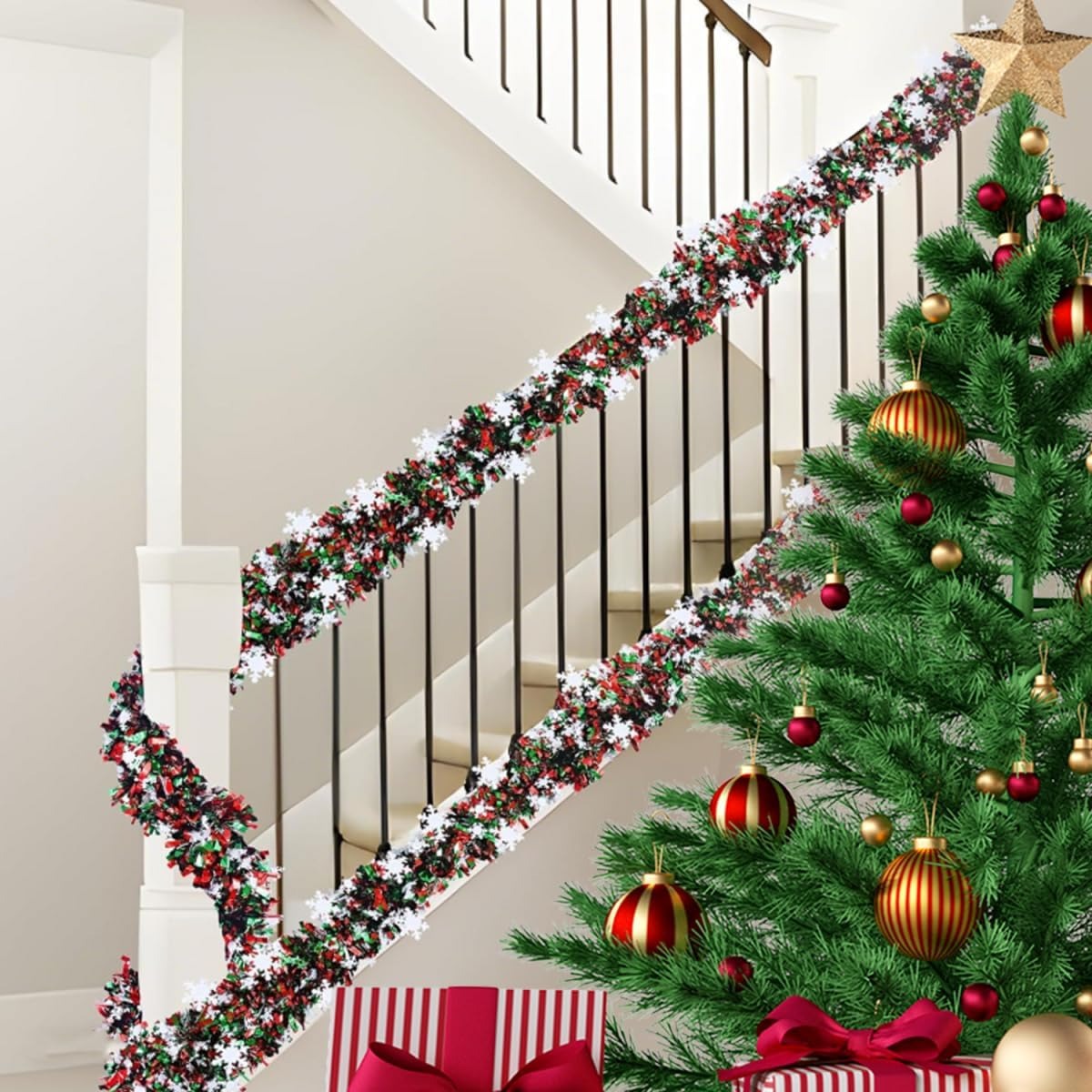 6.56 Feet Green Red Christmas  - огляд і ціна Tinsel Garland Decoration