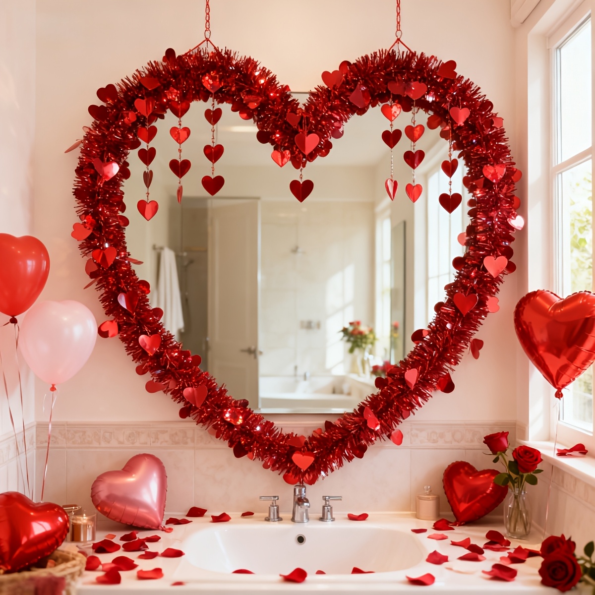 3pcs Red Heart Plastic Tinsel  - огляд і ціна Tinsel Garland Decoration