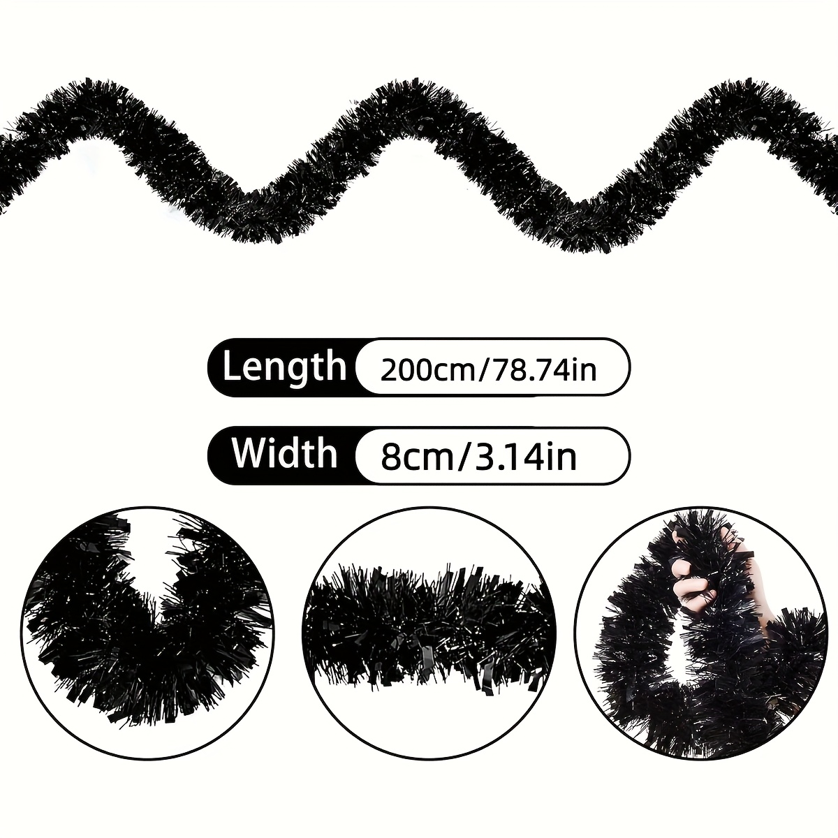 1pcs Black Tinsel Garland in M - огляд і ціна Tinsel Garland Decoration