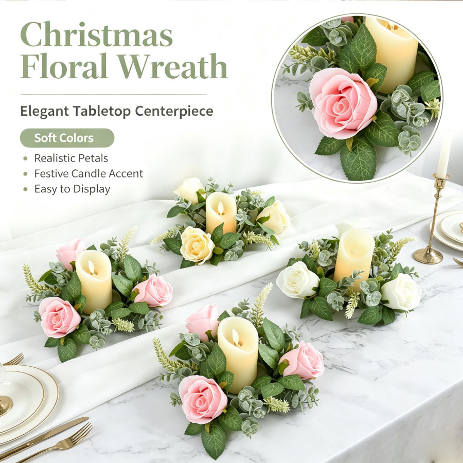 Artificial Rose Wreath Shaped  - огляд і ціна Christmas Wreath Fake